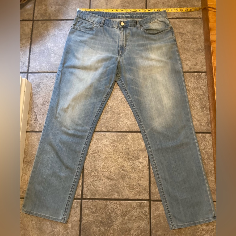 Calvin Klein Jeans Mens 38 x 32 Blue Stretch Denim Pants Straight Leg